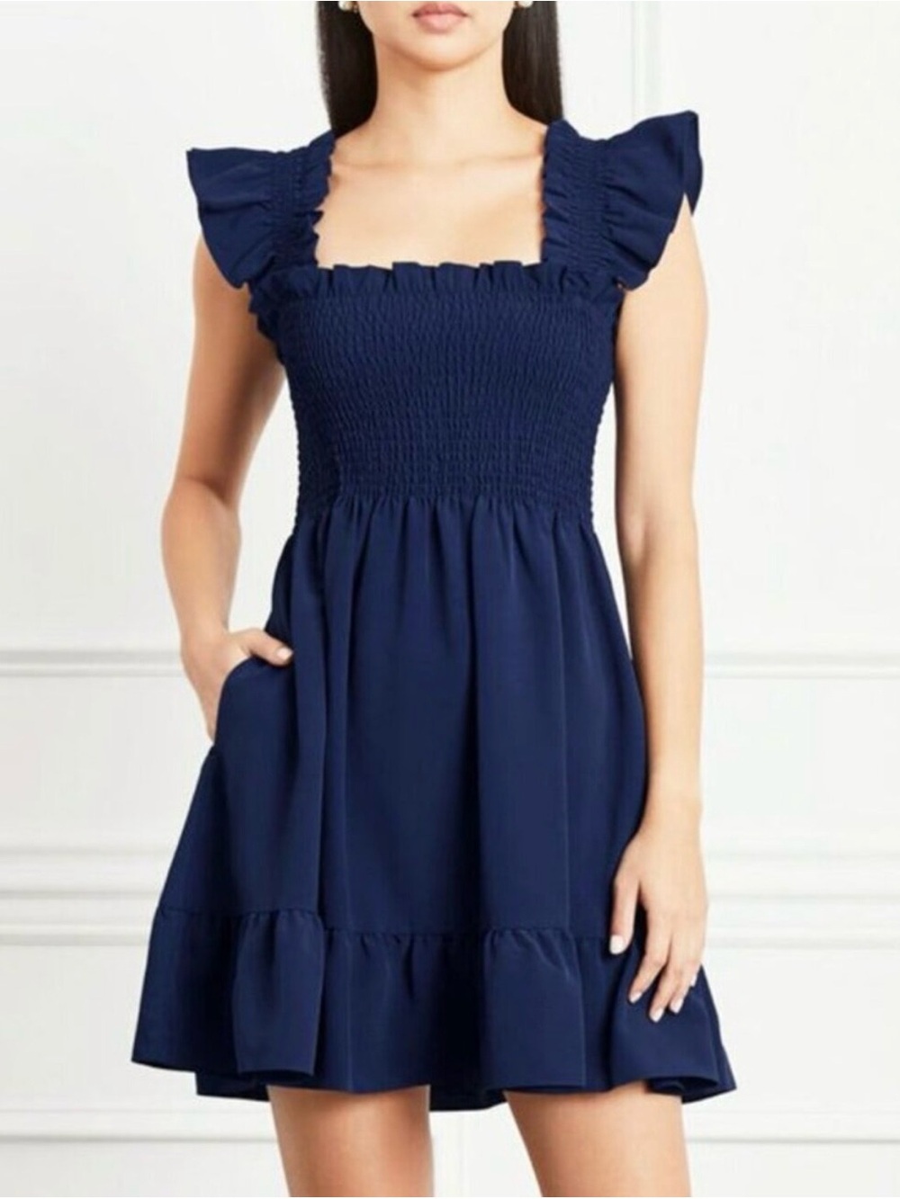 Hill House Nap Dress Mini in Navy Blue with Ruffle Straps size XXL like new